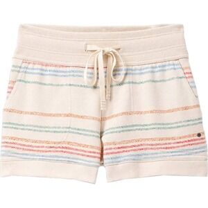 Prana NWT Womens Cozy Up Multi‎ Stripe Canvas Cream Drawstring Casual Shorts XL